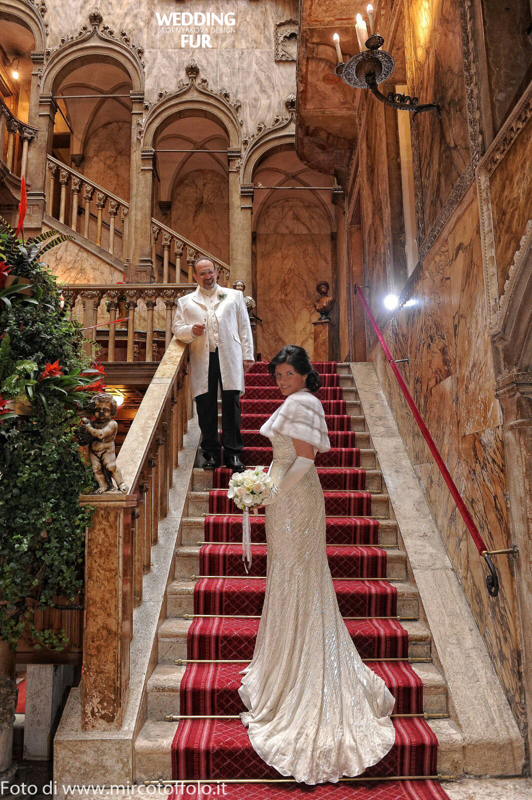 Свадьба в Венеции. Норковая накидка на платье